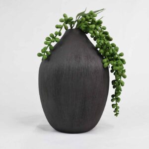 Charcoal Vase with green