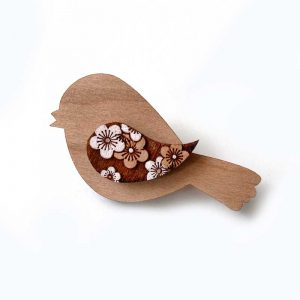 bird brooch Blossom white