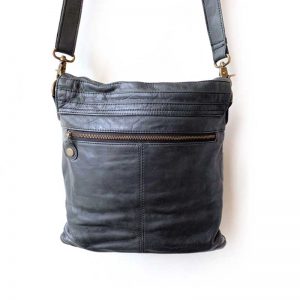 Black leather shoulder bag