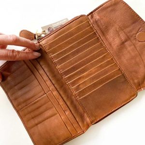 leather purse inside