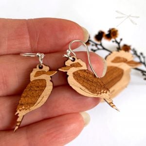 lasercut wood kookaburra earrings