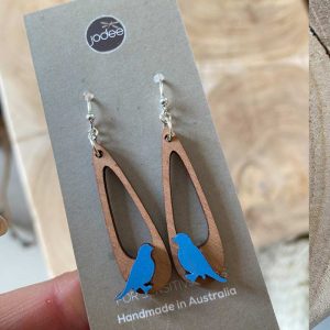 Blue teardrop Bird earrings