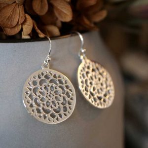 mandala silver earrings