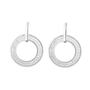 bar drop circle filigree earrings