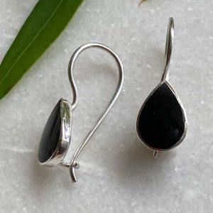 black tear drop earrings