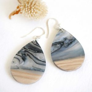 teardrop wood acrylic earrings