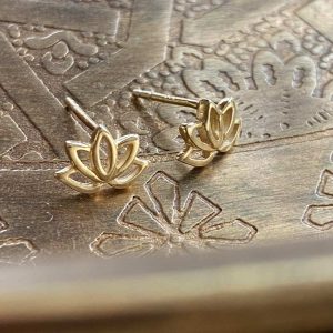 gold lotus earrings