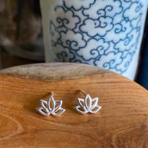 silver lotus studs