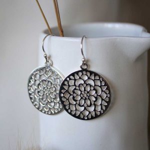 mandala silver earrings