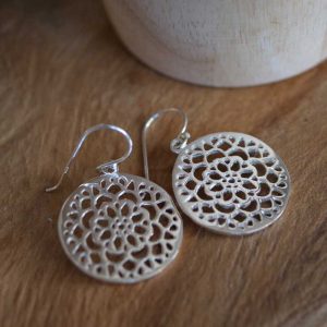 mandala silver earrings