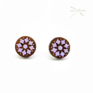 Round mandala purple studs