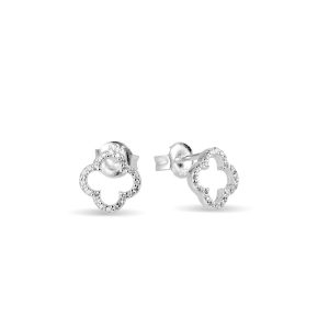 Silver Open clover stud earrings