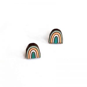 teal rainbow studs