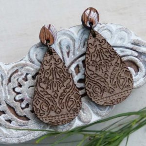 lasercut wood earring