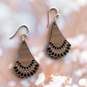 Wooden Drop earring Graceful peacock