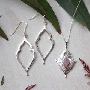 earrings and pendant